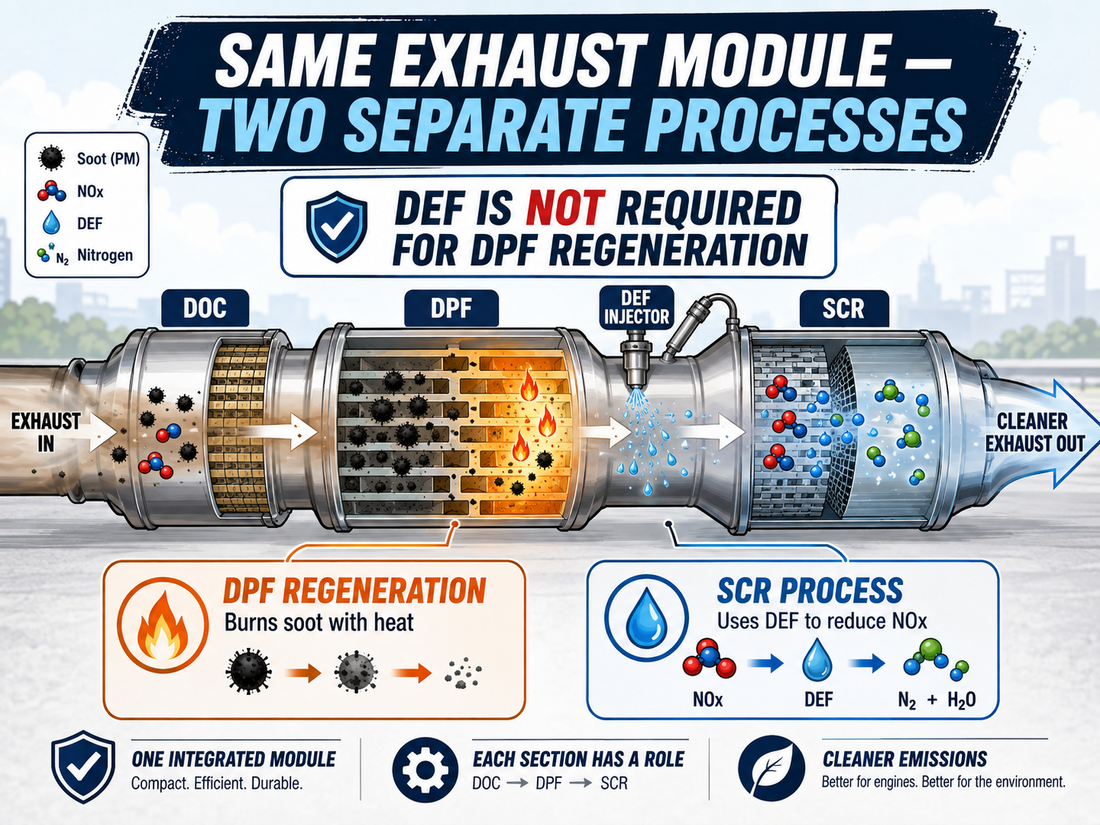 DPF Regeneration Does NOT Require DEF: Understanding the Difference Between DPF and SCR