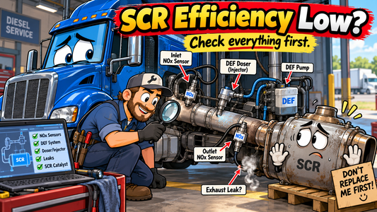 SPN 4364 FMI 18: SCR Efficiency Low — Causes, Testing & What to Check Before Replacing the Catalyst
